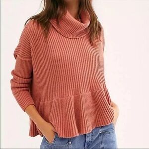 Free People Layer Cake Knit Swing Sweater In Rose Icing Women's Size S
